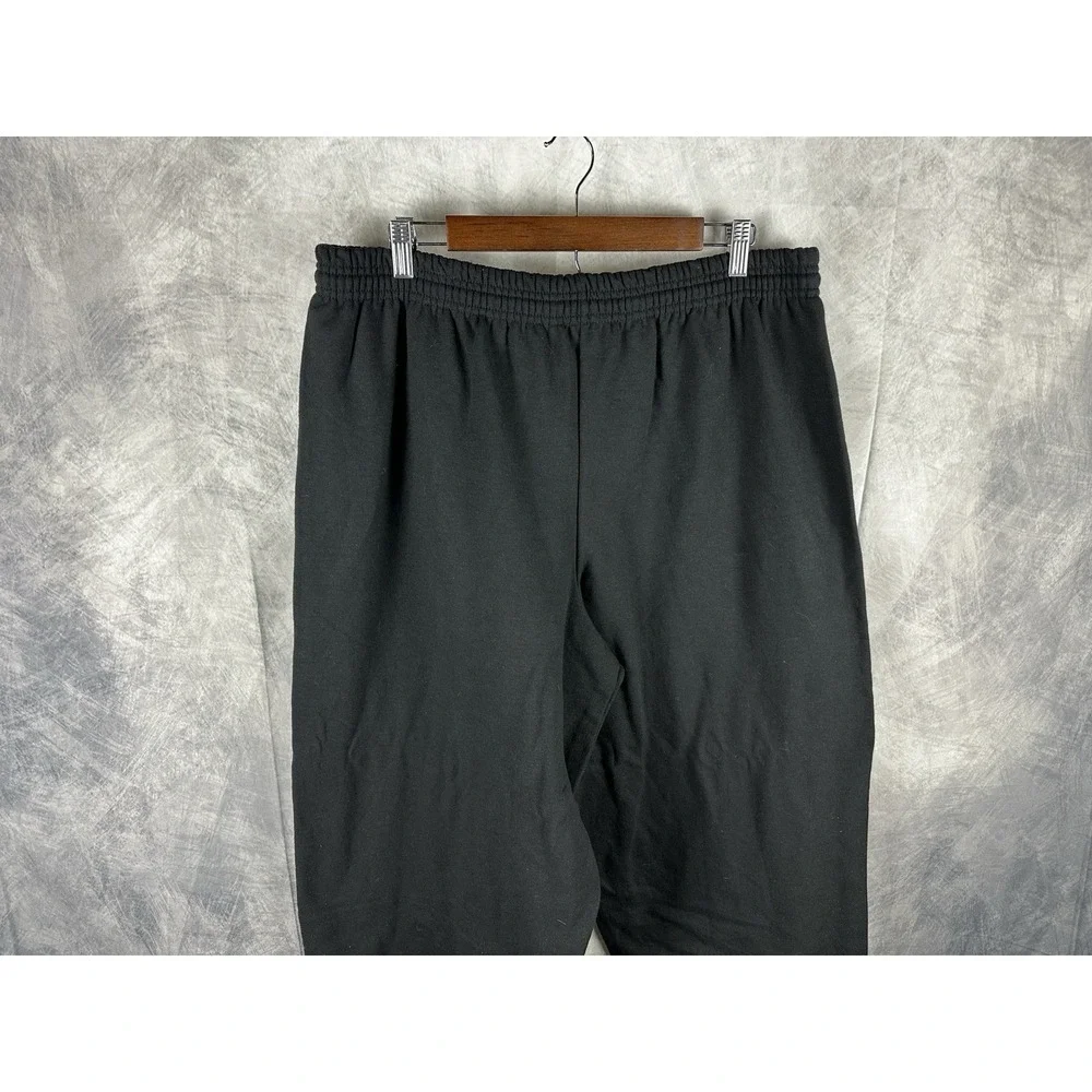 Vtg Hanes Sweatpants Mens 2XL Black Cotton‎ Elastic Cuff Lounge Comfort Blend